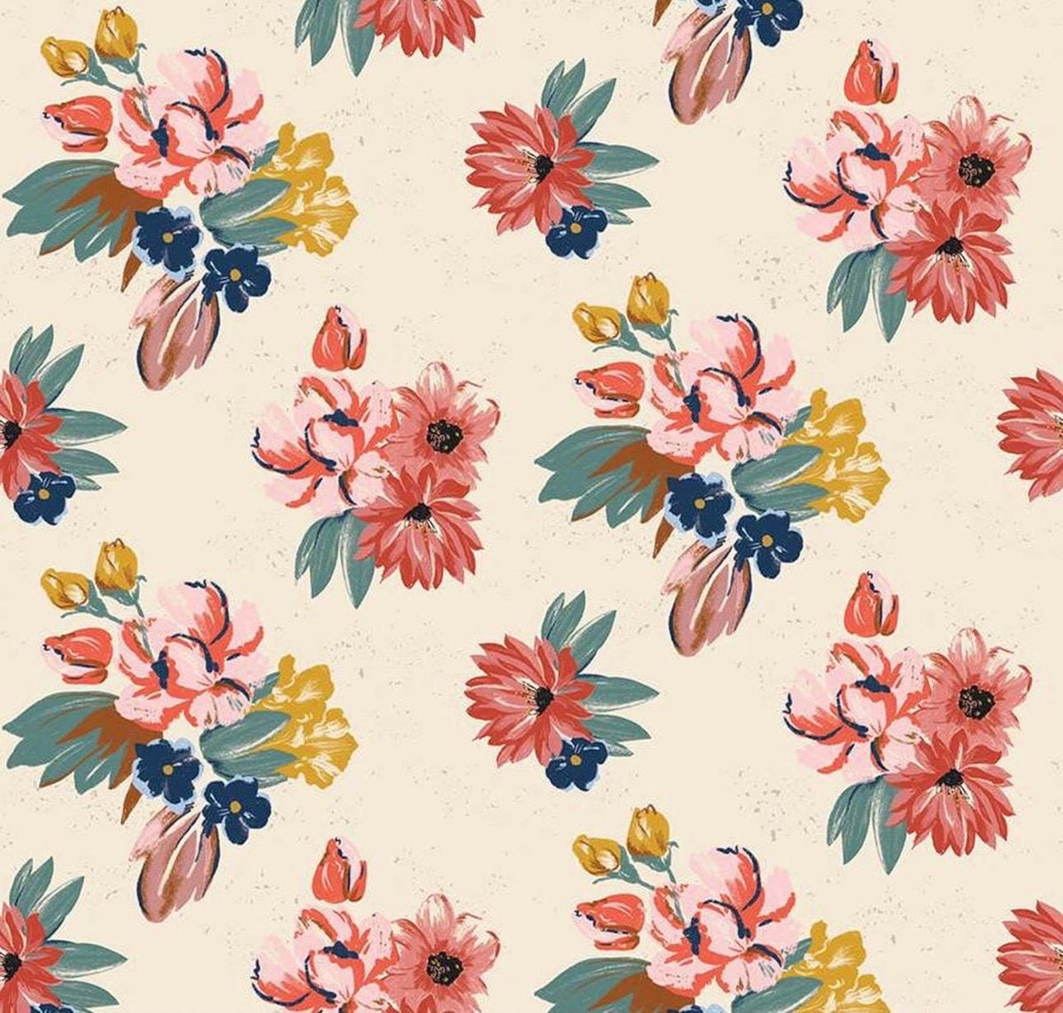END OF BOLT 16" Riley Blake Wild Rose Fabric Collection Florals on Cream