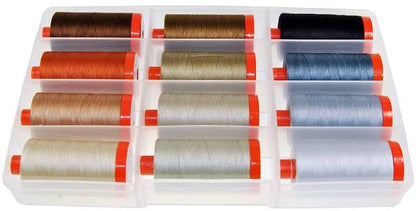 Aurifil Pat Sloan Perfect Box of Neutrals 12 Large Spool Thread Set 50WT (Large Spool 1422YDS) Authentic Premium 100% Cotton Thread