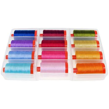 Aurifil Pat Sloan Perfect Box of Colors 12 Large Spool Thread Set 50WT (Large Spool 1422YDS) Authentic Premium 100% Cotton Thread