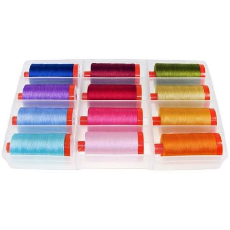 Aurifil Pat Sloan Perfect Box of Colors 12 Large Spool Thread Set 50WT (Large Spool 1422YDS) Authentic Premium 100% Cotton Thread