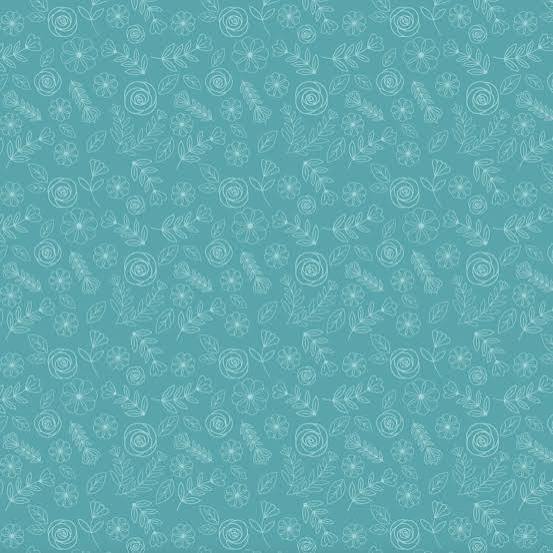 Poppie Cotton Hopscotch & Freckles Fabric Collection Pickin Posies on Teal Authentic Premium 100% Cotton Quilt Shop Quality Fabrics