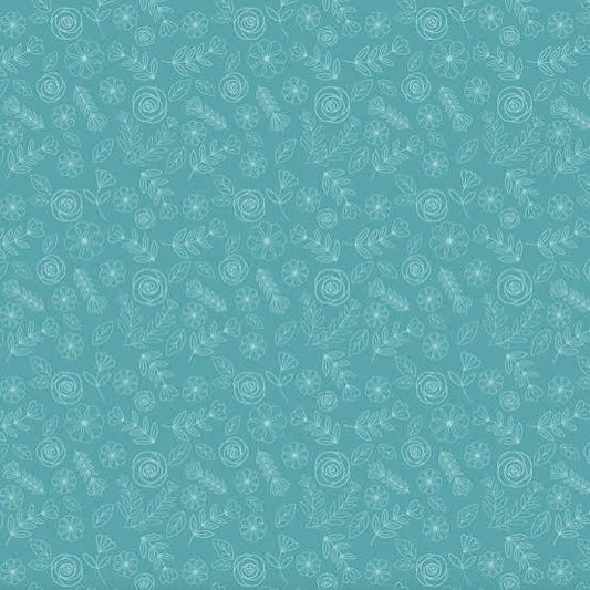 Poppie Cotton Hopscotch & Freckles Fabric Collection Pickin Posies on Teal Authentic Premium 100% Cotton Quilt Shop Quality Fabrics