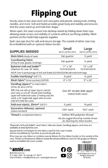 ByAnnie Flipping Out Zipper Cases Pattern PBA287, 2 Sizes