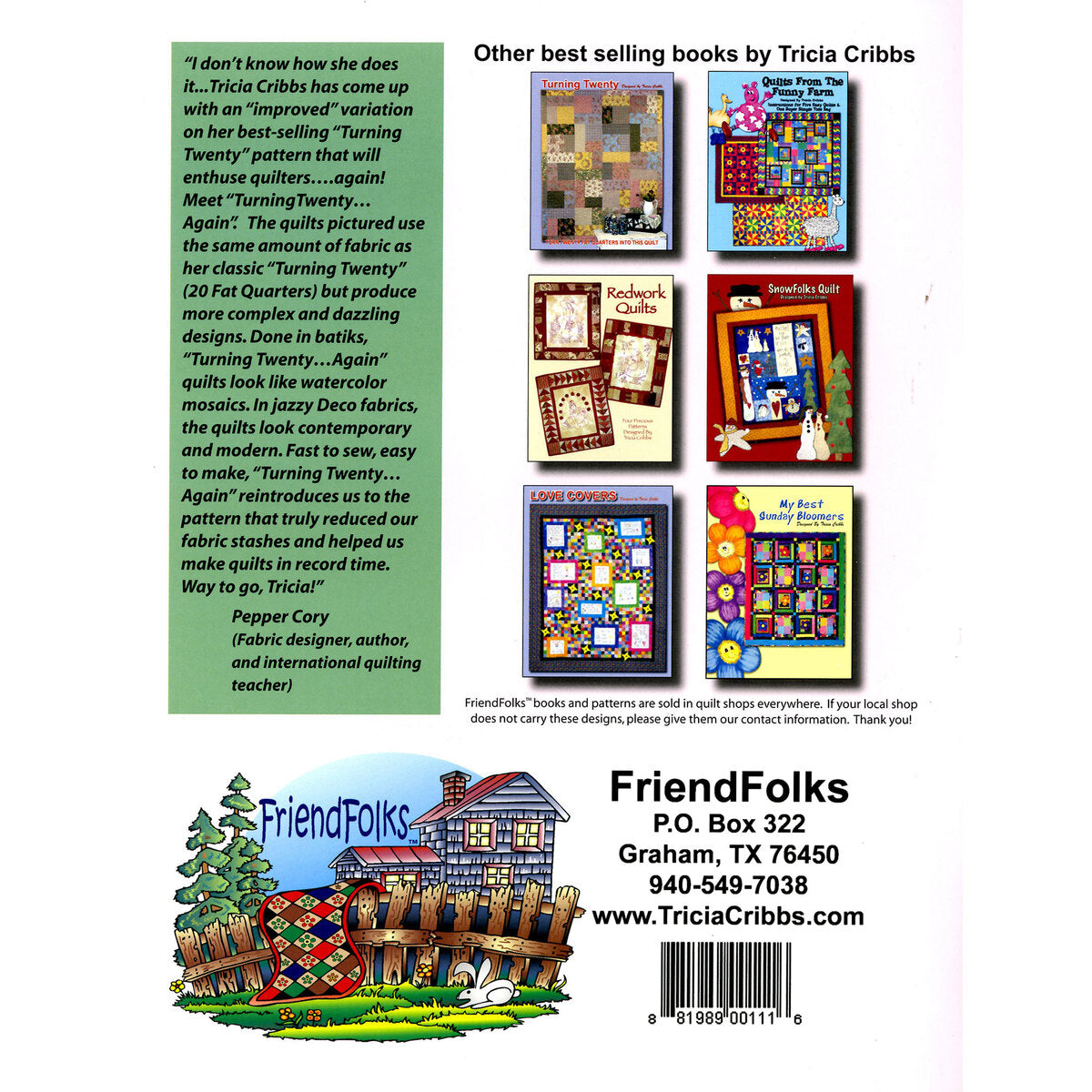 Tricia Cribbs Turning Twenty... Again Quilt Pattern Book #1309TTA