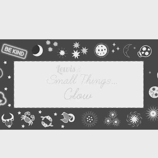 Glow-In-The-Dark Lewis & Irene Small Things Glow Fabric Collection Glowing Neon Signs on Blue Authentic Premium 100% Cotton Fabric