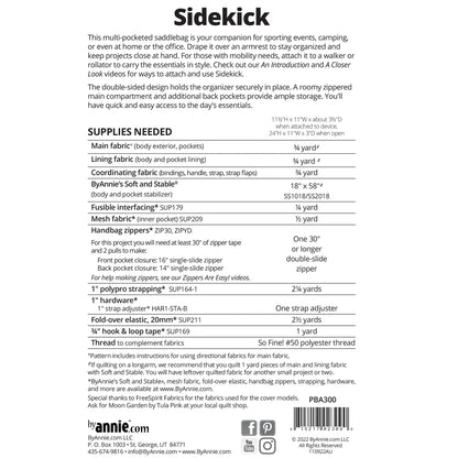 ByAnnie Sidekick Saddlebag Organizer Pattern PBA300